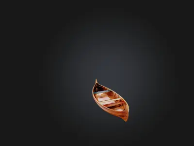 Custom Wooden Canoe Low-poly 3D model