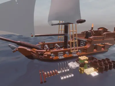 LEGO PIRATE SLOOP - THE OLD BIRD - Rogue Film Productions 3D model