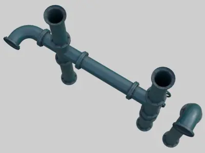 Industrial Pipes 1B Low-poly 3D model