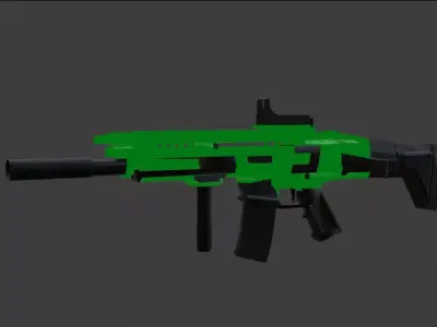 Assault Low Poly gun with paint Free 3D model