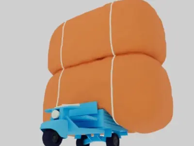 Tricycle 3d model scooter with two orange bags 3D model