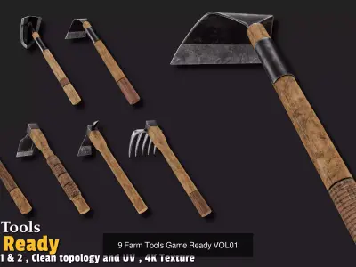 29 Medieval Tools Game-Ready 3D Model Pack