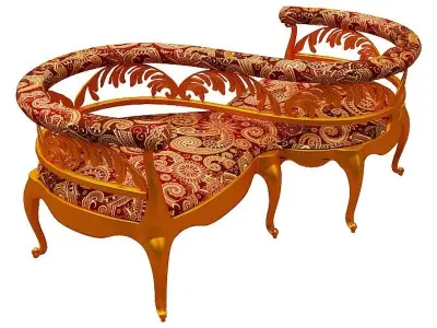 Antique courting chair Low-poly 3D model