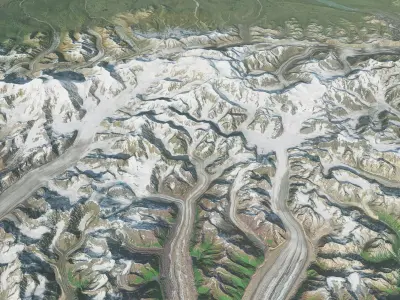 Vast Alaskan Landscape - 200x200km Real-World Terrain Denali 3D model