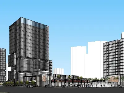 SU model of office and commercial building in Nansha 3D model