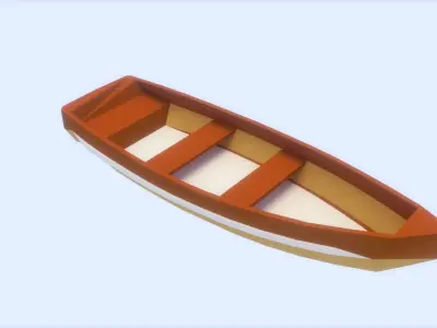 Low-Poly Boat orange Free low-poly 3D model