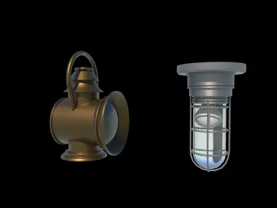 Railway lantern Low-poly 3D model