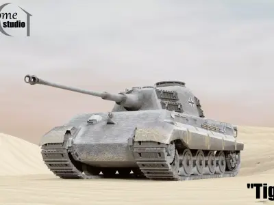 Tank - Tiger II Low-poly 3D model
