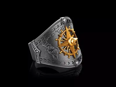 Compass Men Ring 3D print model