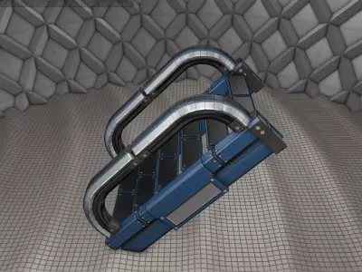 Sci-Fi Stairs - 10 - Blue Version  Low-poly 3D model