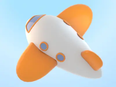 Cartoon low poly airplane Low-poly 3D model