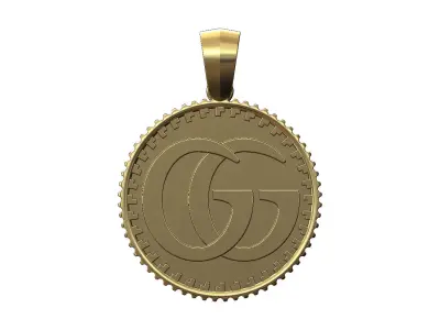 Pendant GG fashion brand coin with bail 3D print model