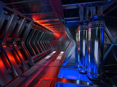 Sci Fi Corridor Tunnel Spaceship Interior 3D Model 3D model