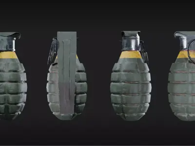 MK2 Grenade game asset Low-poly 3D model