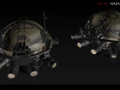 Military helmet with night vision device 3D model