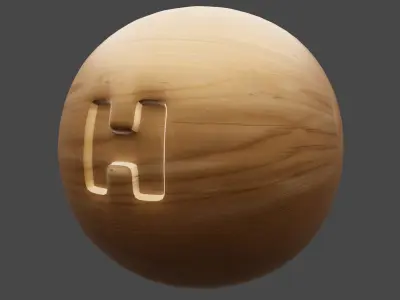 Ball and simple character in wooden material Low-poly 3D model