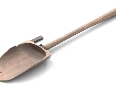 Ancient Wood Shovel Low-poly 3D model