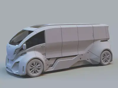 Scifi Car cyberpunk Van FedEx Low-poly 3D model