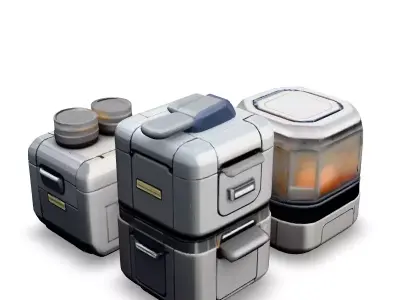 SciFi Food Containers Set Low-poly 3D model