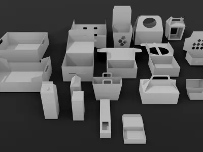 Package Box Collection Low-poly 3D model