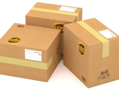 UPS Cardboard Box Low-poly 3D model