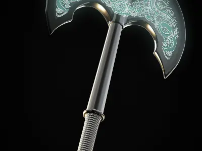 Dragon axe with hidden dirk Low-poly 3D model