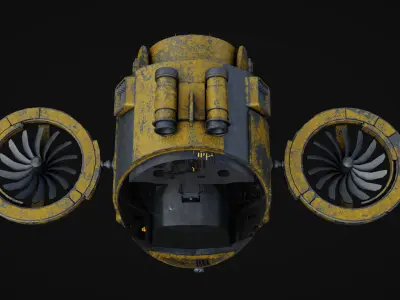 sci-fi helicopter rotor craft Low-poly 3D model