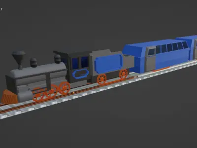 train game ready lego on tracks 3D model
