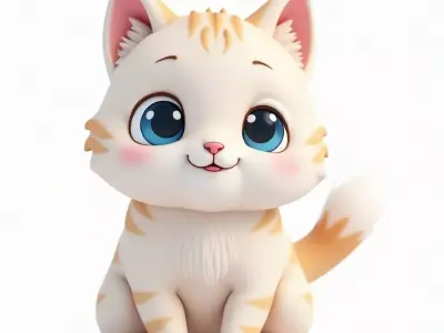Chubby Tabby Cat - Cute Cartoon 3D Model Low-poly 3D model