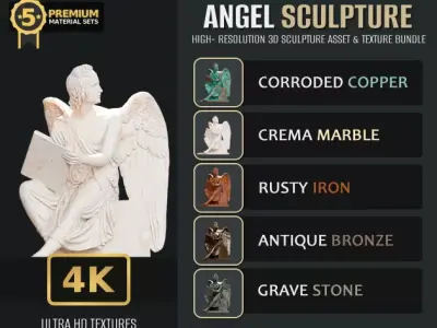Angel Sculpture Low-poly 3D model