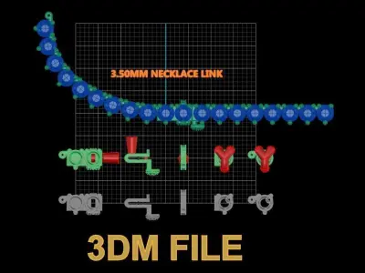 3-PRONG TENNIS DIAMOND NECKLACE LINK 3MM50 3D print model