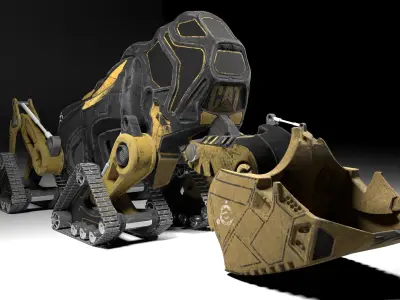 Excavator - CAT - design Low-poly 3D model