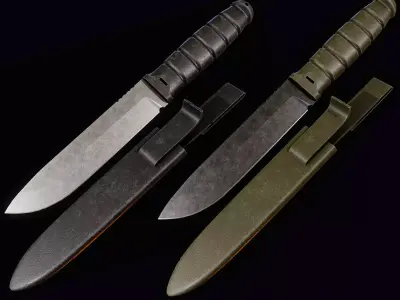 Tactical Knife with Plastic Sheats Low-poly 3D model