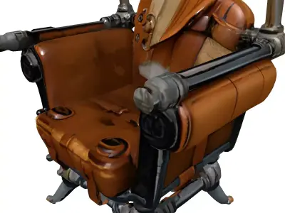 Steampunk Industrial Leather Armchair Low-poly 3D model