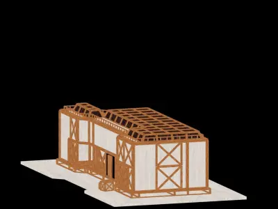 Medieval Low Poly Building Castle Wooden Village Stone House 30 Low-poly 3D model