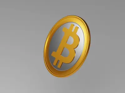 Bitcoin coin Low-poly 3D model