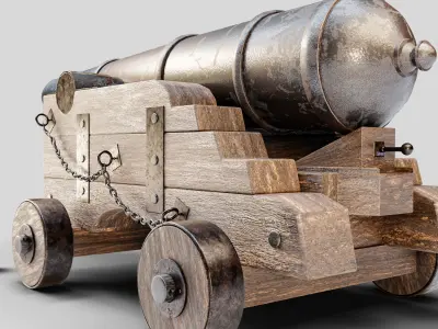 Medieval Cannon Low-poly 3D model by krmtrkgl