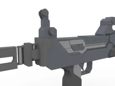 Triple Barrel Submachine Gun Low-poly 3D model