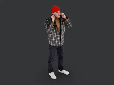 Stylish Man Adjusting Collar - Streetwear Look 3D model