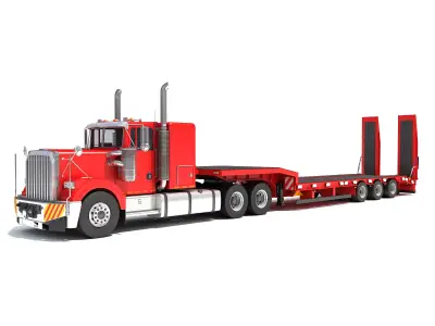 Truck with Platform Trailer 3D model order