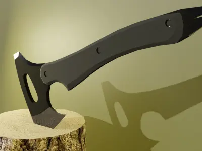 Game Ready Modern Metalic Axe Low-poly 3D model Pbr Free low-poly 3D model