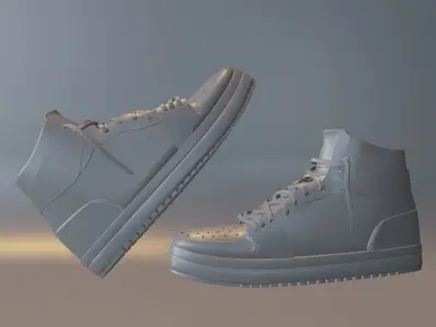 Hip Hop Black and Gold Fashioned Sneakers Shoes For Blender 3D model