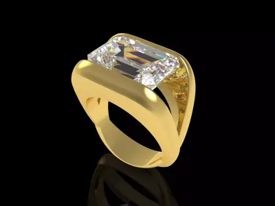 Emerald Solitaire Mens Ring 3D print model