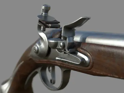 Weapon - Flemish Flintlock Pistol Low-poly 3D model