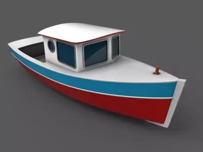 Vintage Cruiser Boat Low-poly 3D model