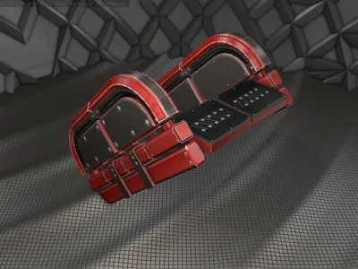 Sci-Fi Stairs - 31 - Red Version  Low-poly 3D model