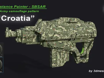 Croatia - Army Camouflage Pattern - SBSAR Material 3D model
