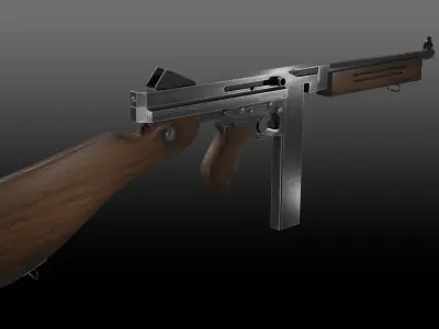 M1A1 Thompson Submachinegun Low-poly 3D model