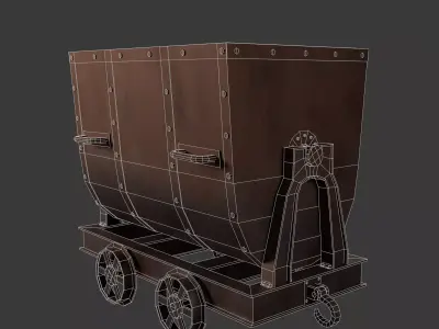 Metal Mine Cart Low-poly 3D model