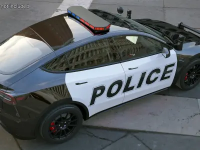 Police Car Tesla Model Y Lights On 3D model